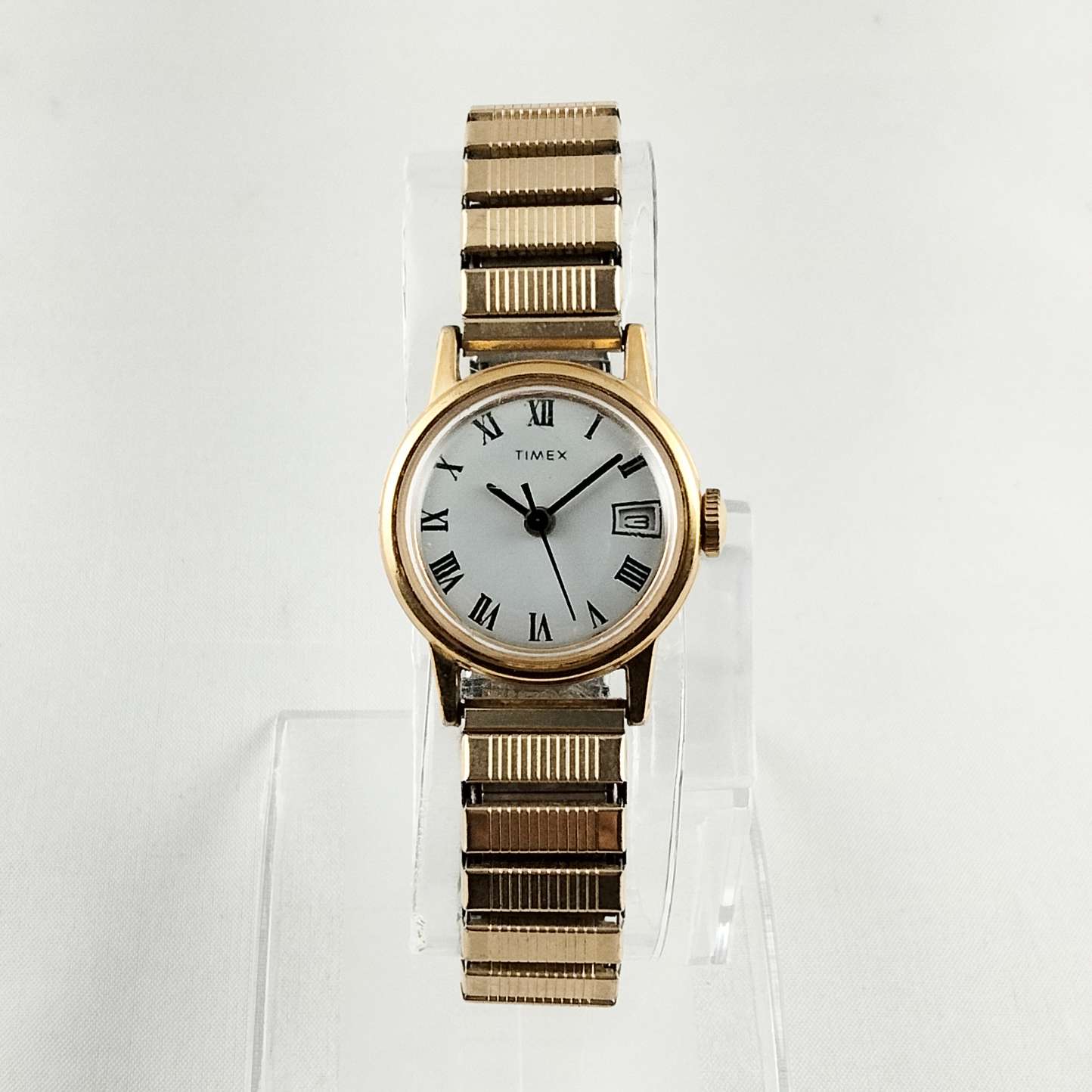 Timex Unisex Gold Tone Watch, Roman Numeral Hour Markers, Stretch Strap