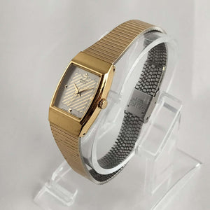 Seiko Unisex Gold and Silver Tone Watch, Square Dial, Bracelet Link Strap