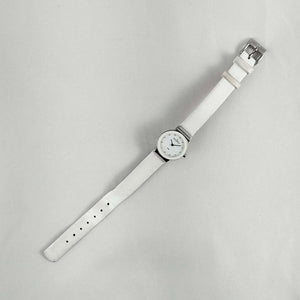 Skagen Women's Petite Watch, Jewel Details, White Genuine Leather Strap