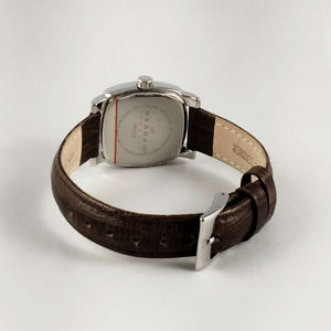 Skagen Unisex Watch, Square Mother of Pearl Dial, Brown Genuine Leather Strap
