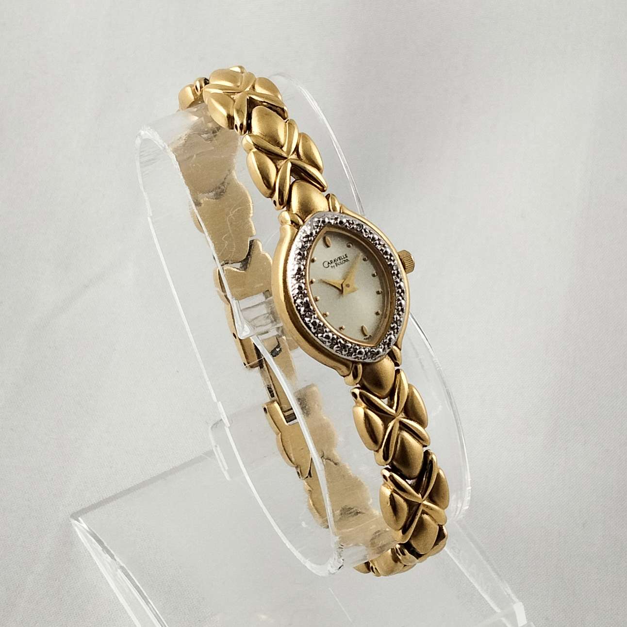 Carvelle by Bulova Gold Tone Watch, Linked Bracelet Strap