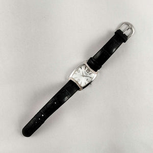 Carvelle by Bulova Watch, Jewel Details, Black Leather Strap