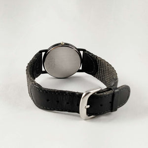 Seiko Watch, Black Dial, Leather and Fabric Strap