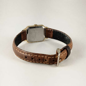 Seiko Quartz Watch, Gold Tone Details, Leather Strap