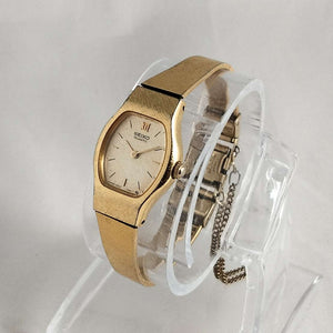 Seiko Petite Watch, Gold Tone Details, Lightly Textured Dial, Link Strap