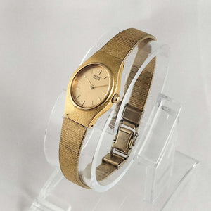 Seiko Petite Watch, Gold Tone Details, Oval Dial, Link Strap