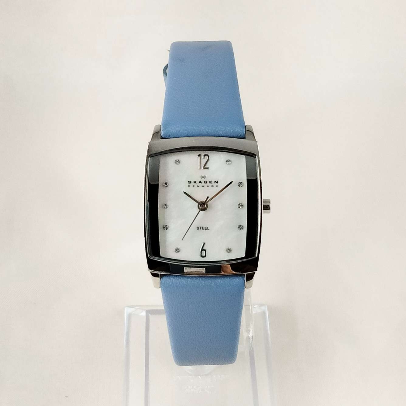 Skagen Watch, Mother of Pearl Dial, Periwinkle Blue Leather Strap