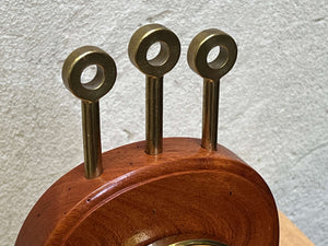 Fanciful Wood Brass Mantel Clock Signed 1992