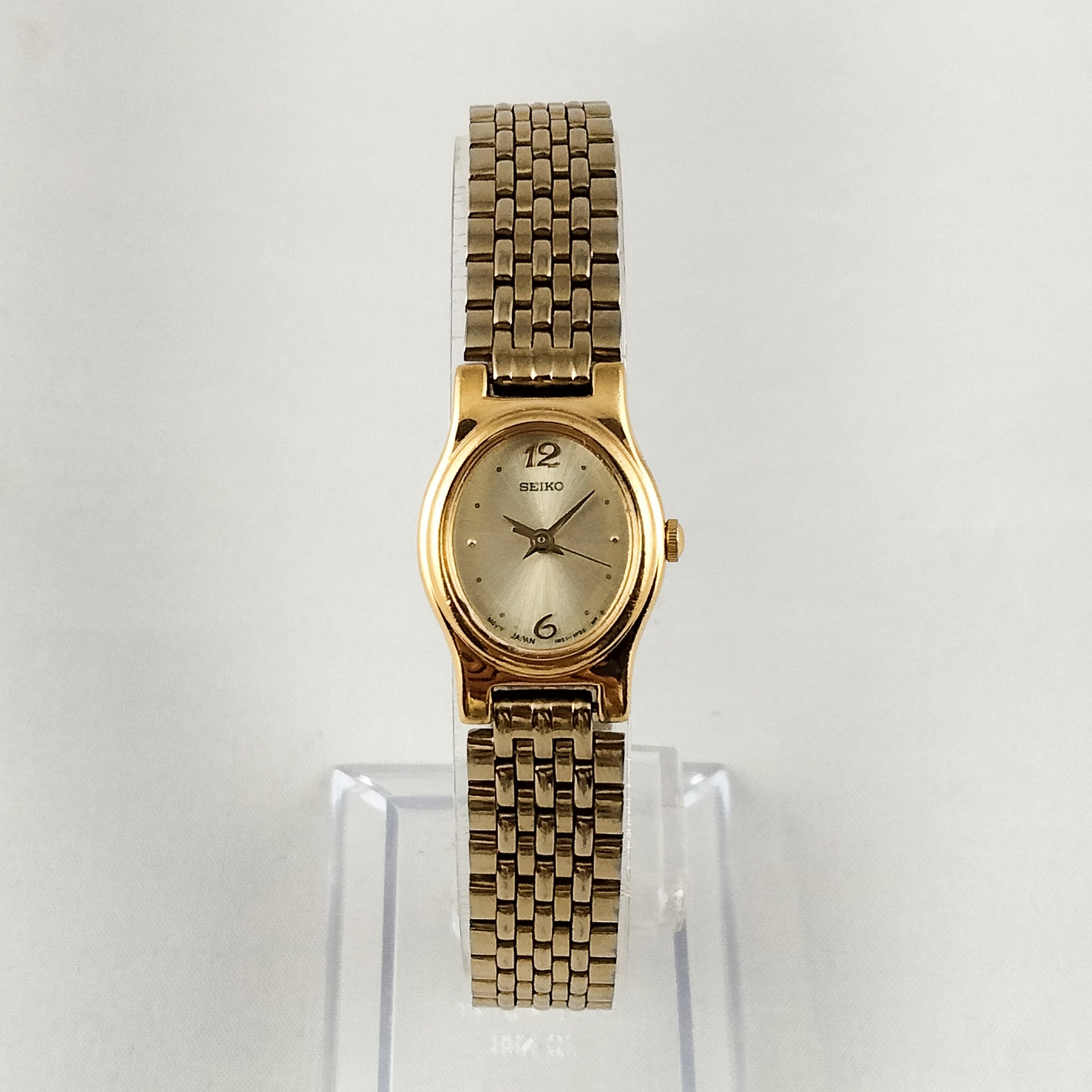 Seiko Women's Gold Tone Watch, Oval Dial, Bracelet Strap