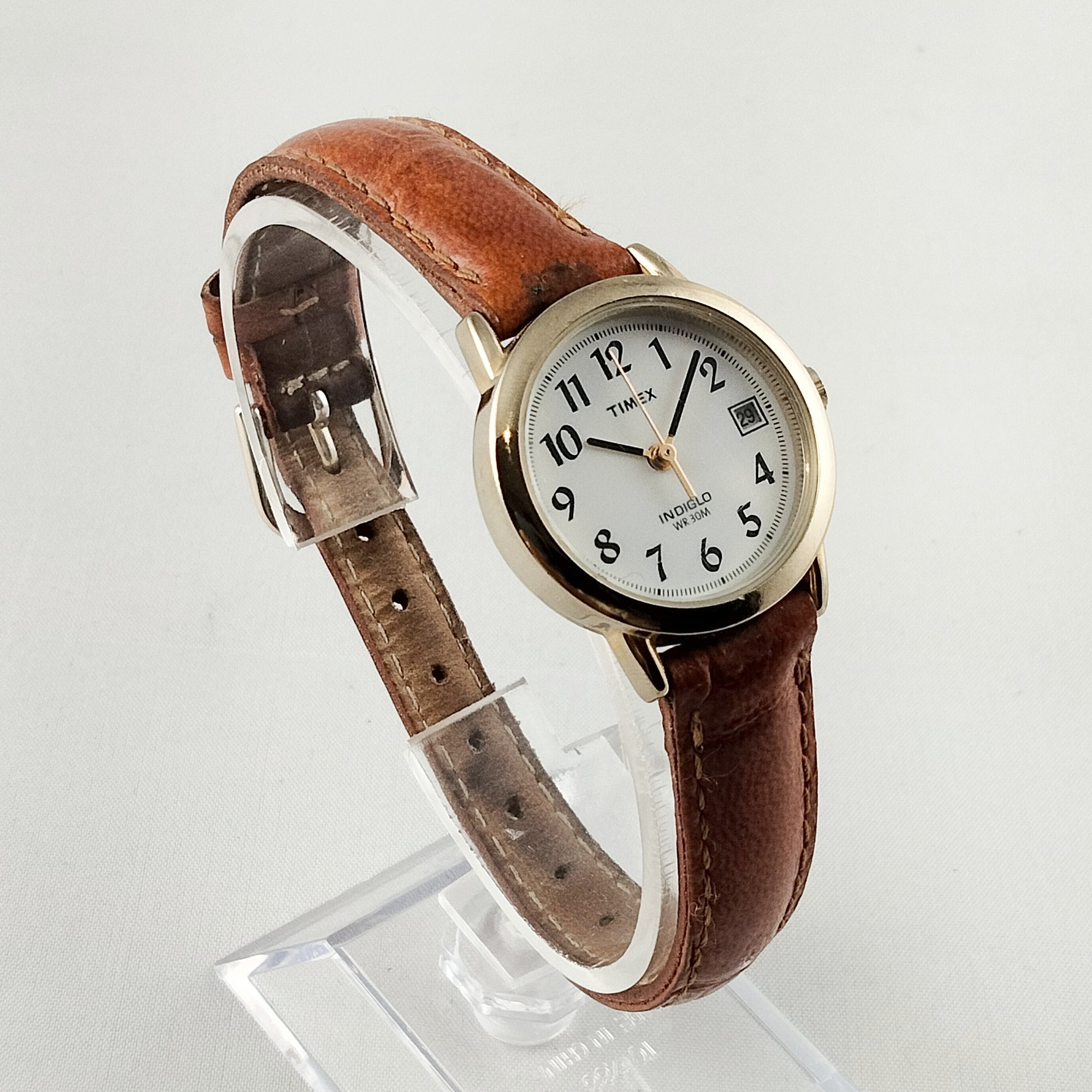 Timex Indiglo Watch, Brown Leather Strap
