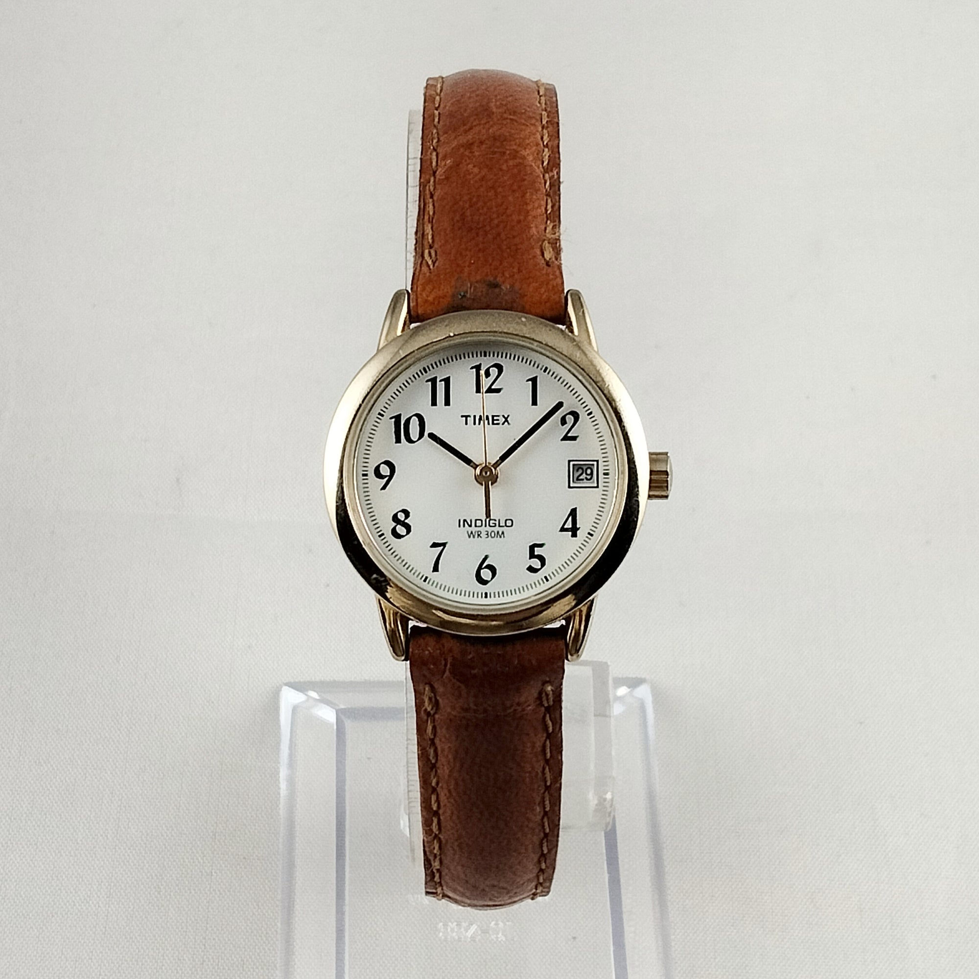 Timex Indiglo Watch, Brown Leather Strap