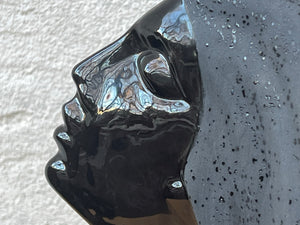 Neo Deco Black Ceramic Female Bust in the style of Stargazer by David Fisher