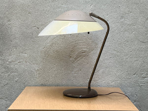 Classic Atomic Lightolier Desk Lamp with Diffuser in Taupe, Adjustable, All Original