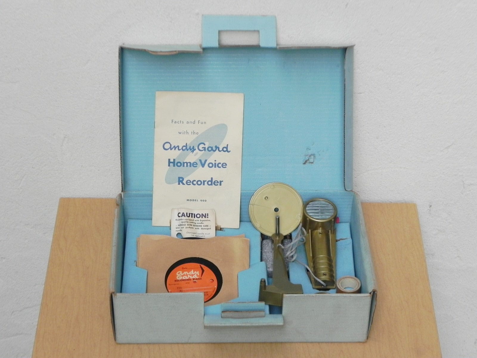 I Like Mike's Mid Century Modern Accessories Andy Gard Home Voice Recorder in Box with Blanks, New in Box, From 1958