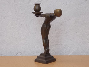 I Like Mike's Mid-Century Modern Accessories Art Deco Brass Nude Woman Candle Holder