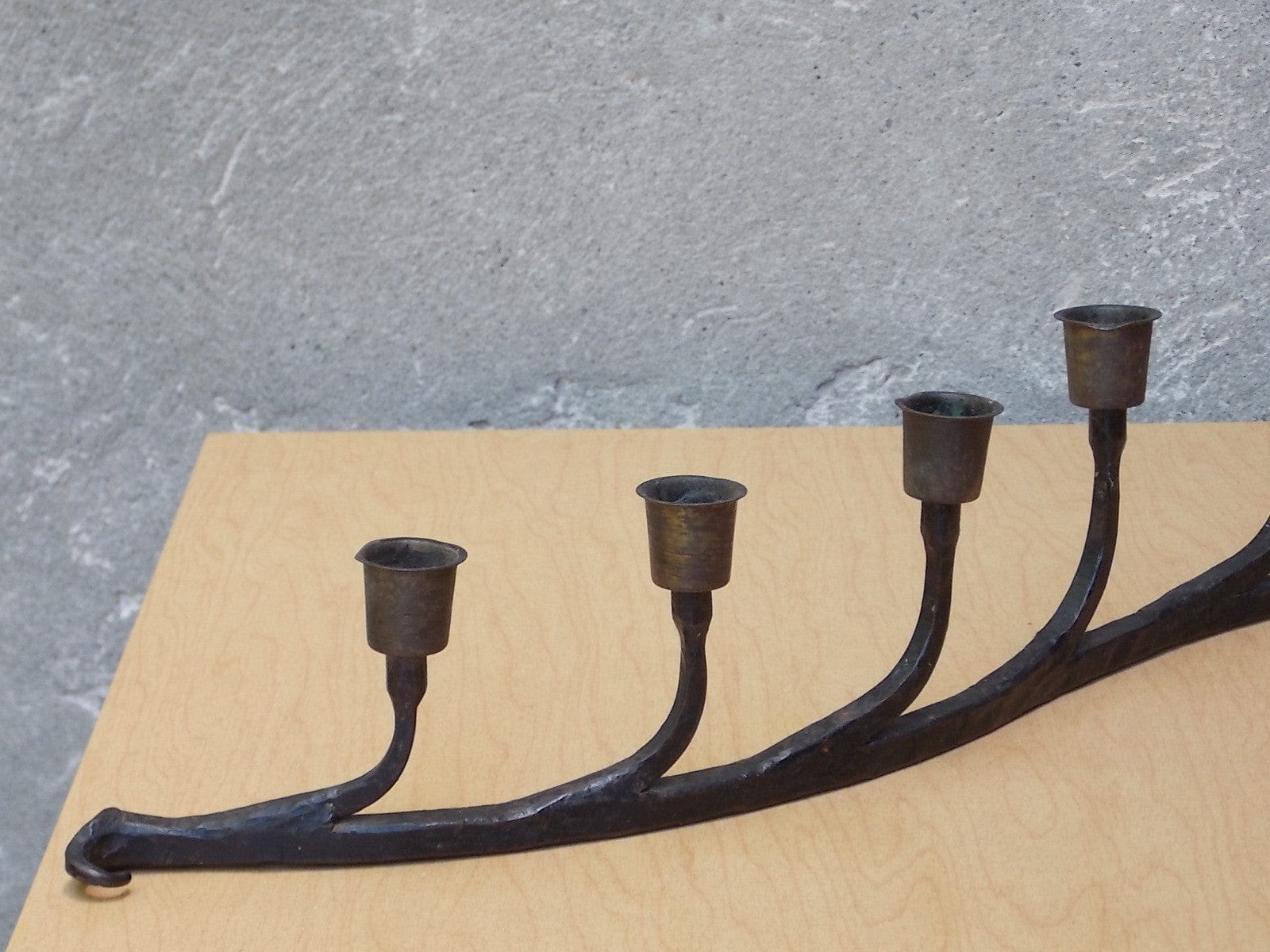 I Like Mike's Mid-Century Modern Accessories Black Hand Forged Wrought Iron 7 Candle Holder - Rustic Centerpiece