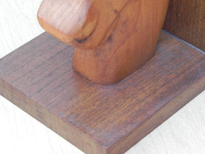 I Like Mike's Mid Century Modern Accessories Deco Handmade Wooden Horse Head Bookends