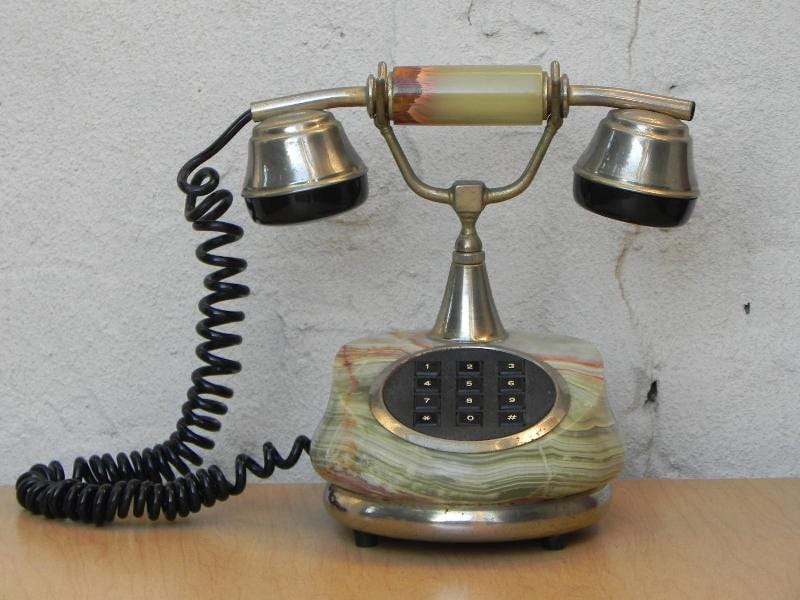 I Like Mike's Mid-Century Modern Accessories European Jade Marble Antique Style Telephone
