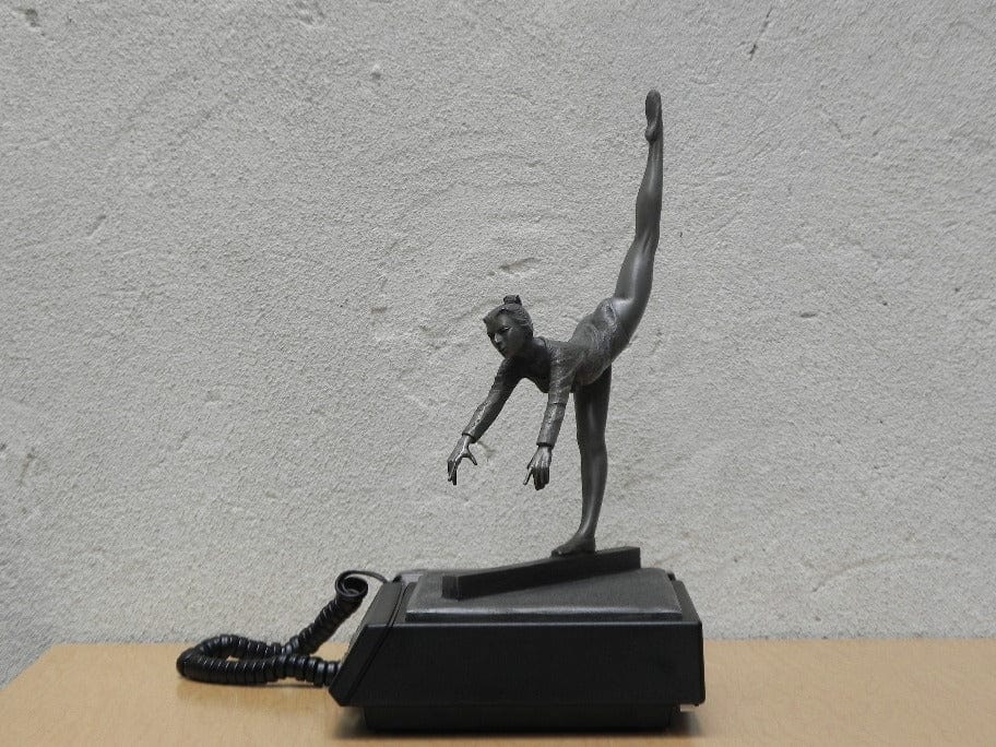 I Like Mike's Mid Century Modern Accessories Los Angeles 1984 Olympics Commemorative Telephone with Gymnast Sculpture