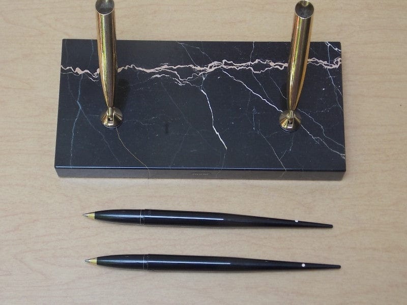 I Like Mike's Mid Century Modern Accessories Shaeffer White Dot Black Marble Two Pen Desk Set
