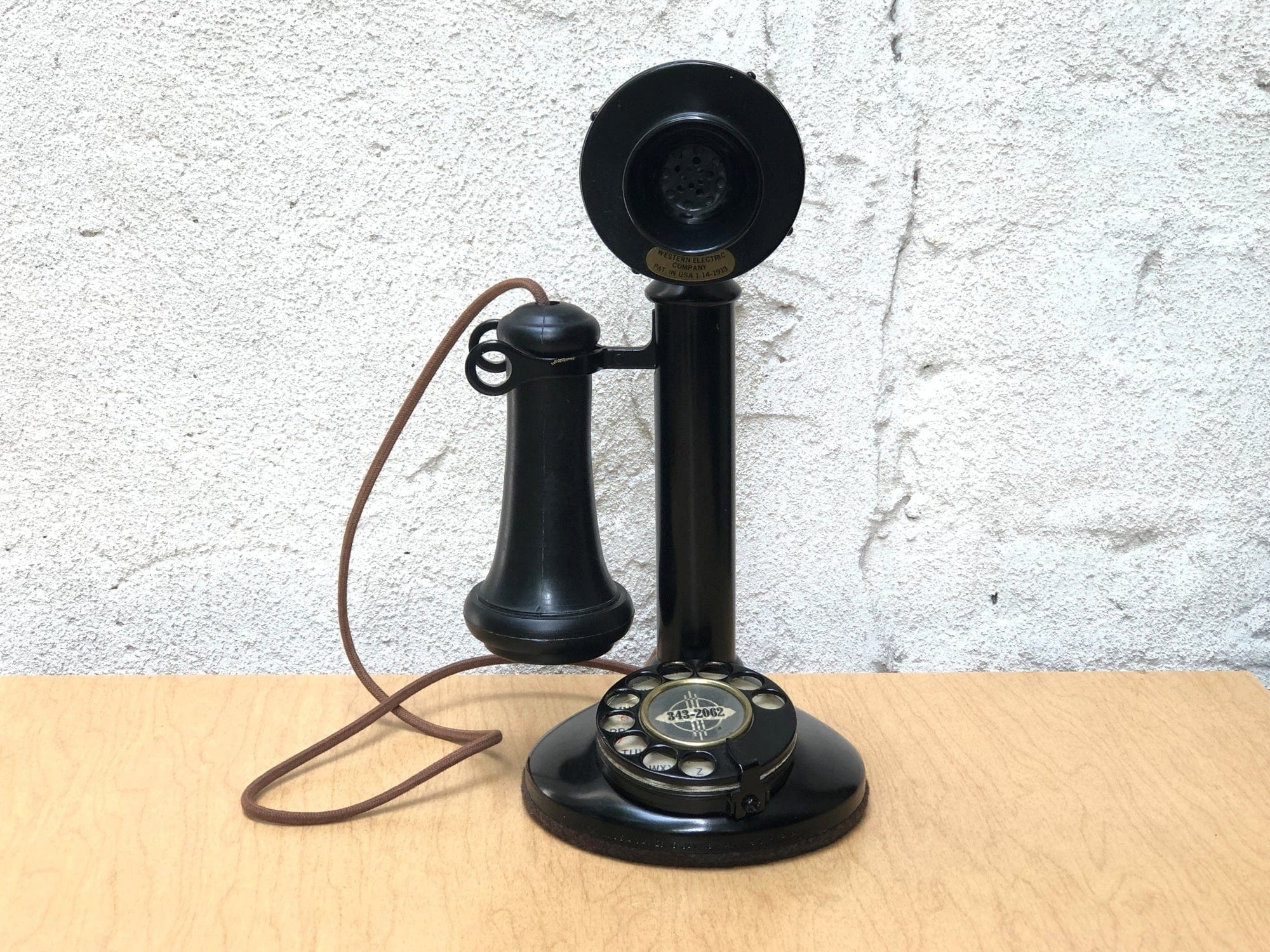 I Like Mike's Mid Century Modern Accessories Western Electric Black Candlestick Telephone circa 1913, Professionally Refurbished