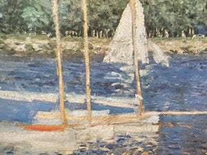 I Like Mike's Mid Century Modern Artwork Sailboats At The Basin by Claude Monet Framed Textured Print on Board