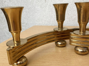 I Like Mike's Mid Century Modern candle holders Pair Brass Deco Candlelabra Candle Stick Holders by Dirilyte #2