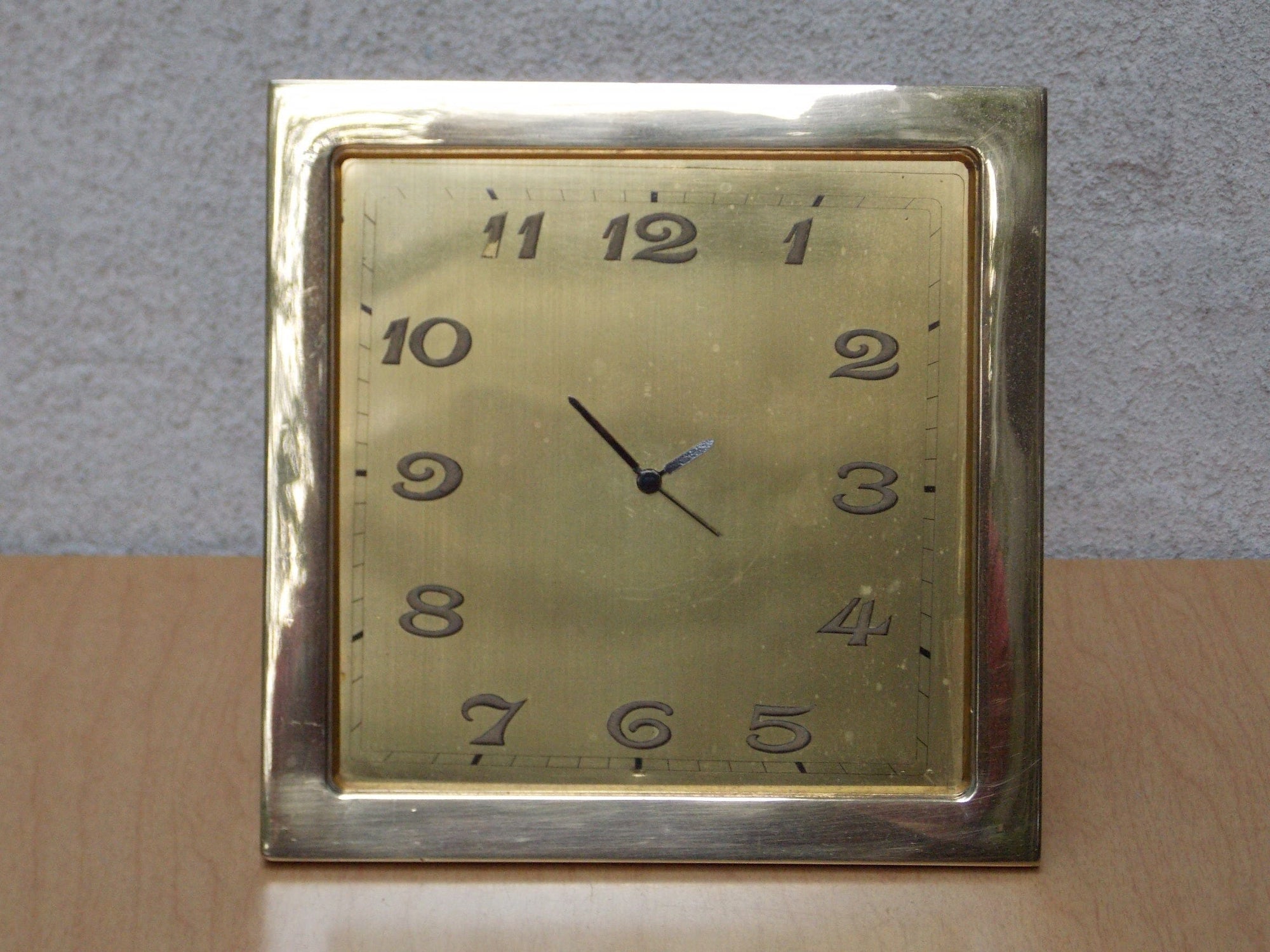 I Like Mike's Mid Century Modern Clock Ateliers Juvenia Brass Square Mantel Clock with Updated Movement & Hands