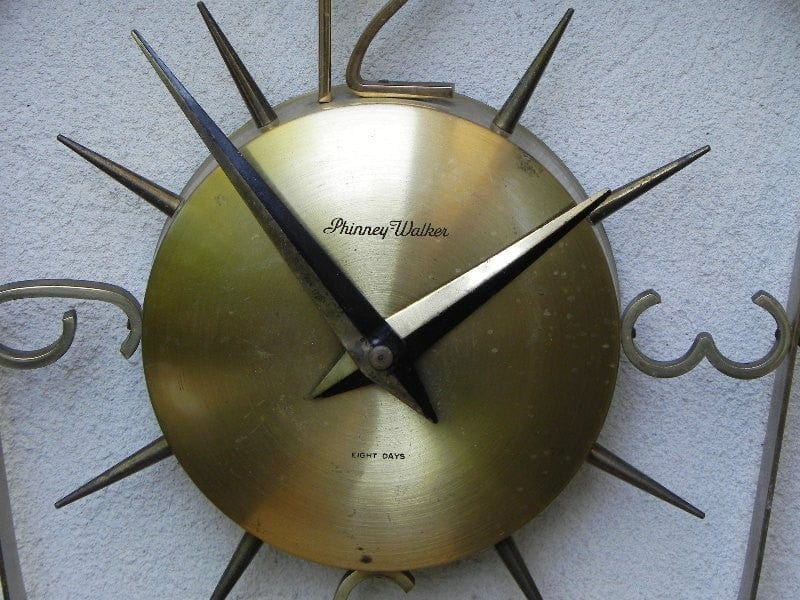 I Like Mike's Mid Century Modern Clock Phinney Walker Brass Wind Up Floating Wall Clock