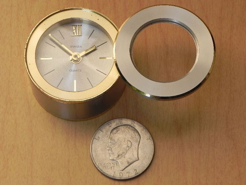 I Like Mike's Mid-Century Modern Clock Swiza Ike Silver Dollar Coin Desk Alarm Clock