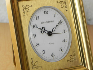 I Like Mike's Mid Century Modern Clock Swiza Sheffield Square Brass Framed Wind Up Clock