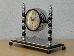 I Like Mike's Mid Century Modern Clock Very Heavy Art Deco Chrome Electric Mantel Clock
