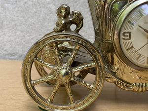 I Like Mike's Mid Century Modern Clock Vintage Coronation Gold State Coach Novelty Clock, Circa 1950