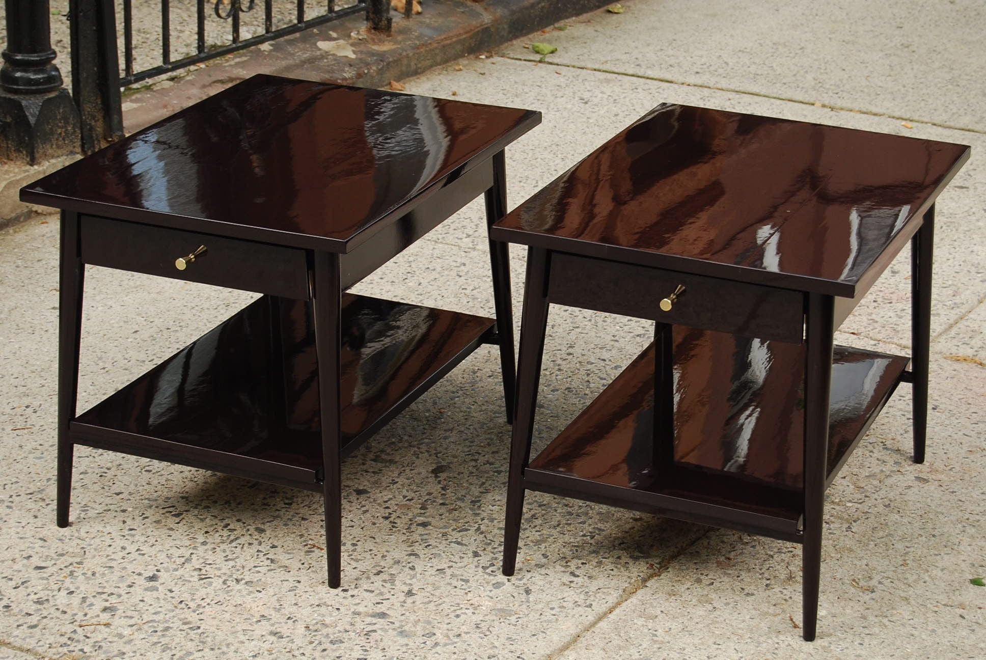 I Like Mike's Mid-Century Modern Furniture SOLD -- PAUL MCCOBB DARK LACQUERED END TABLES