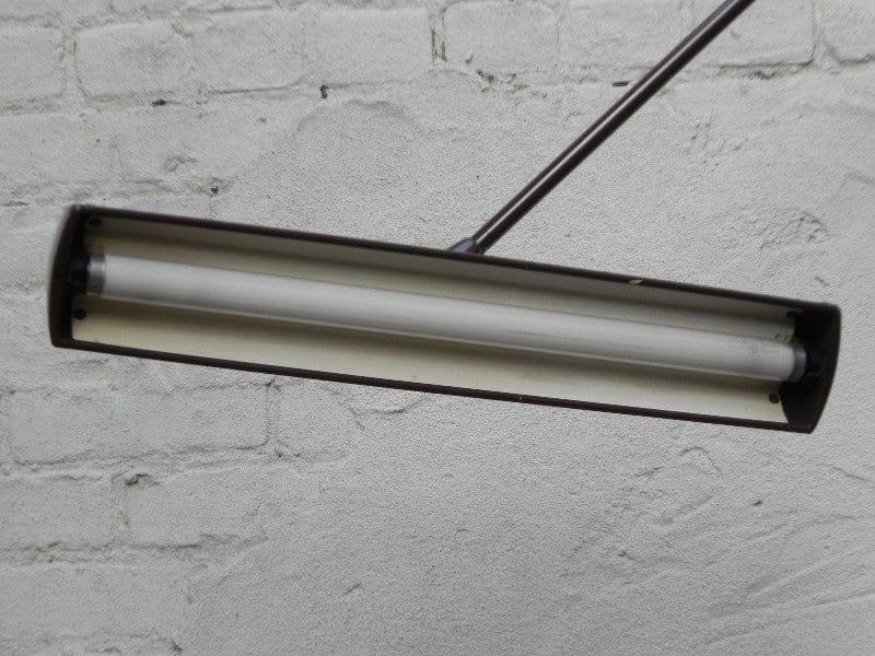 I Like Mike's Mid Century Modern lighting Brown Dazor Floating Fixture Single Bulb Fluorescent Floor Lamp Model #1234-16