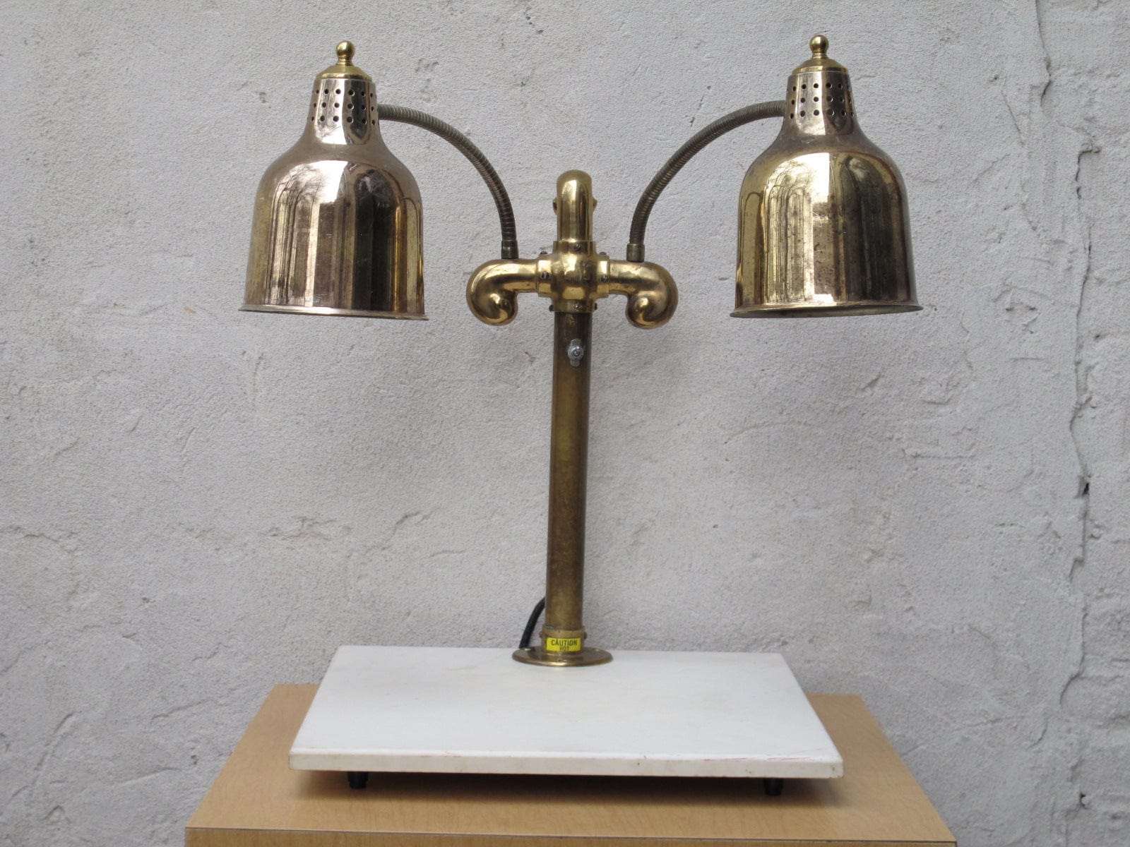 I Like Mike's Mid Century Modern lighting Hanson Brass Meat Carving Station with Double Heat Lamps