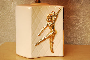I Like Mike's Mid-Century Modern lighting White Ceramic Gilded Dancer Dresser Lamps