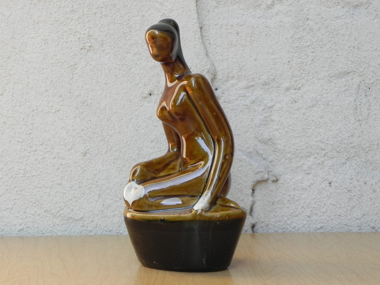 I Like Mike's Mid Century Modern Sculptures & Statues Small Ceramic Glazed Brown Stoneware Female Nude