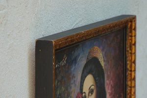 I Like Mike's Mid Century Modern Wall Decor & Art Beautiful Spanish Lady by Cortés Matas Oil on Canvas, Framed, 1940s