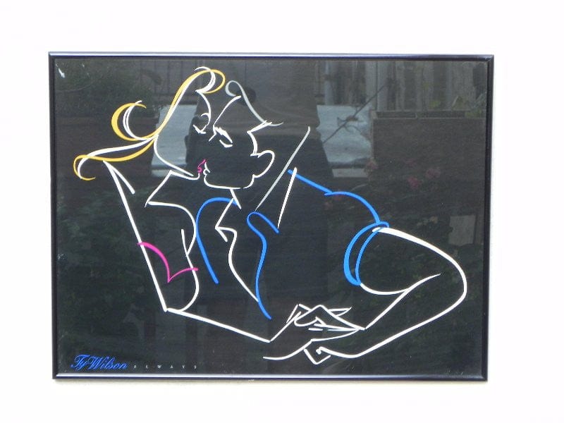 I Like Mike's Mid-Century Modern Wall Decor & Art Black Framed 1980s Man & Woman Kissing "Always" by Ty Wilson