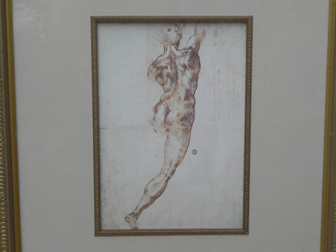 I Like Mike's Mid Century Modern Wall Decor & Art Classic Male Nude Drawing in Ornate Frame #1