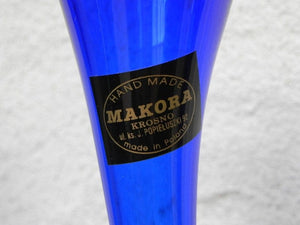 I Like Mike's Mid-Century Modern Wall Decor & Art Cobalt Blue Makora Handblown Glass Twisted Neck Vase (Price is for one)