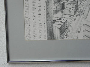 I Like Mike's Mid Century Modern Wall Decor & Art Finkenberg Pen & Ink of Manhattan Looking Toward Chrysler Building Litho Newly Framed