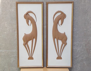 I Like Mike's Mid-Century Modern Wall Decor & Art Pair Turner Gazelle Relief Wall Hangings