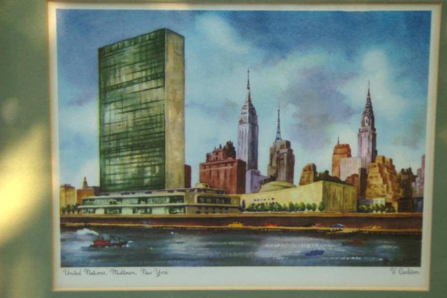 I Like Mike's Mid-Century Modern Wall Decor & Art Trio of Manhattan New York Scenes, Framed Watercolor Prints By V. Carleton