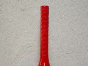 I Like Mikes Mid Century Modern Red Tall Glass Mikasa Vase, Tall Neck Genie Bottle Shape