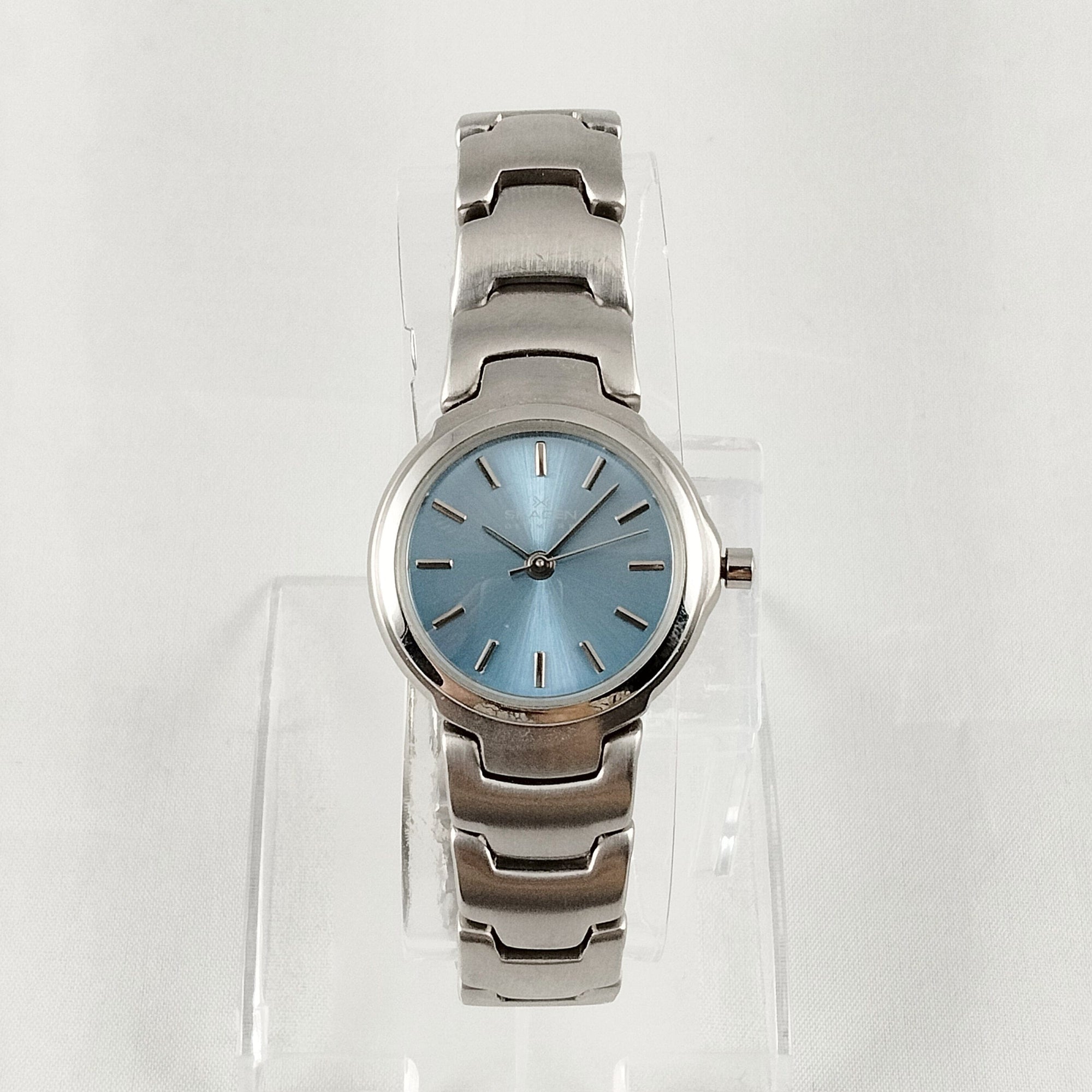 I Like Mikes Mid Century Modern Watches Skagen Women's Stainless Steel Watch, Light Blue Dial, Bracelet Strap