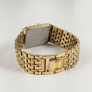 Seiko Men's Gold Tone Watch, Rectangular Dial, Bracelet Link Strap