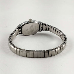 Timex Quartz Silver Tone Watch, White Dial, Stretch Strap