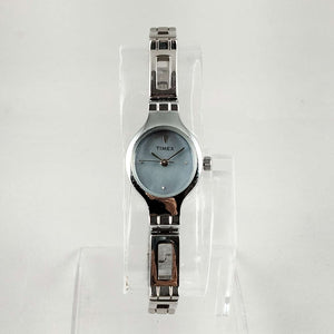 Timex Women's Silver Tone Watch, Blue Mother of Pearl Dial